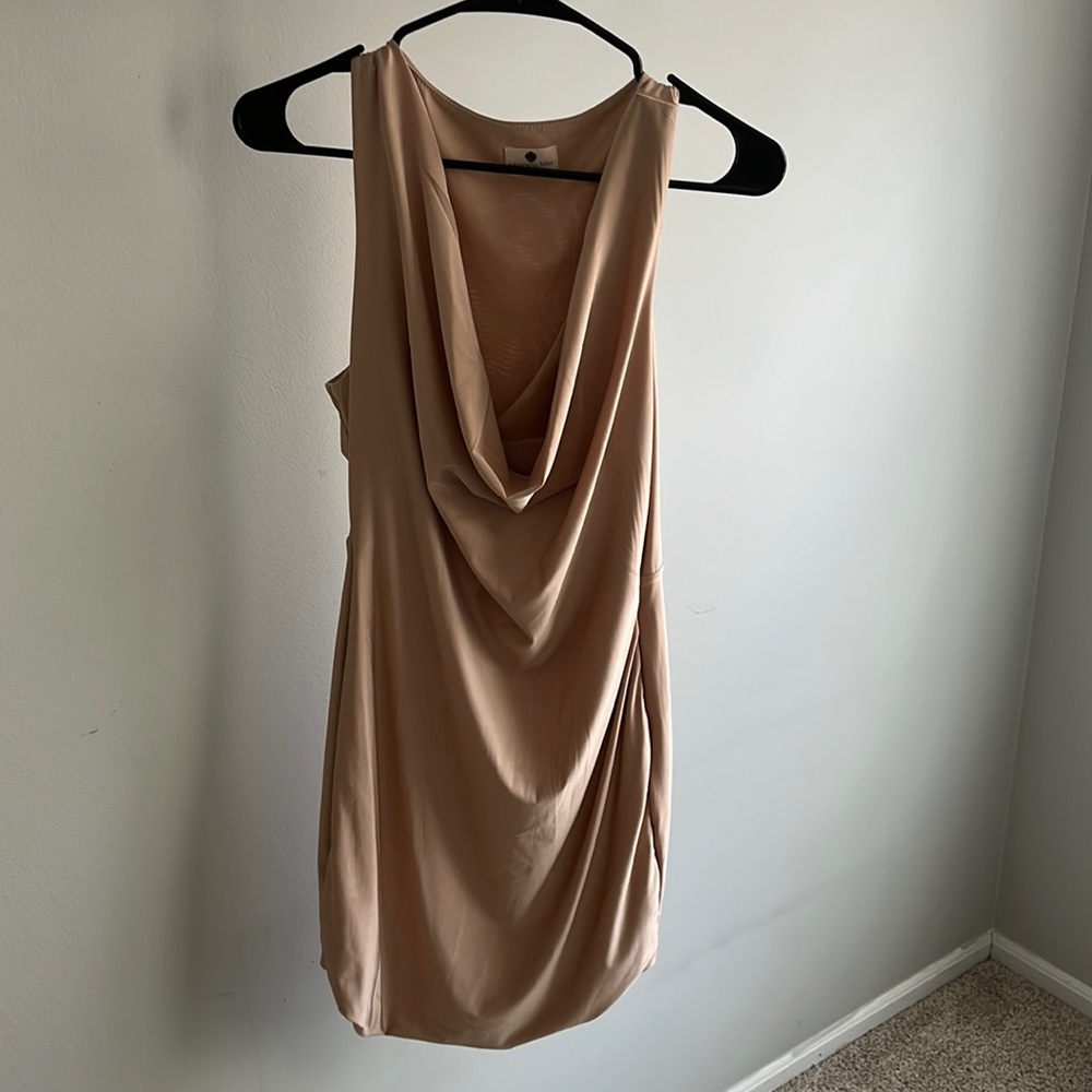Scoop Neck Beige Body Con Dress